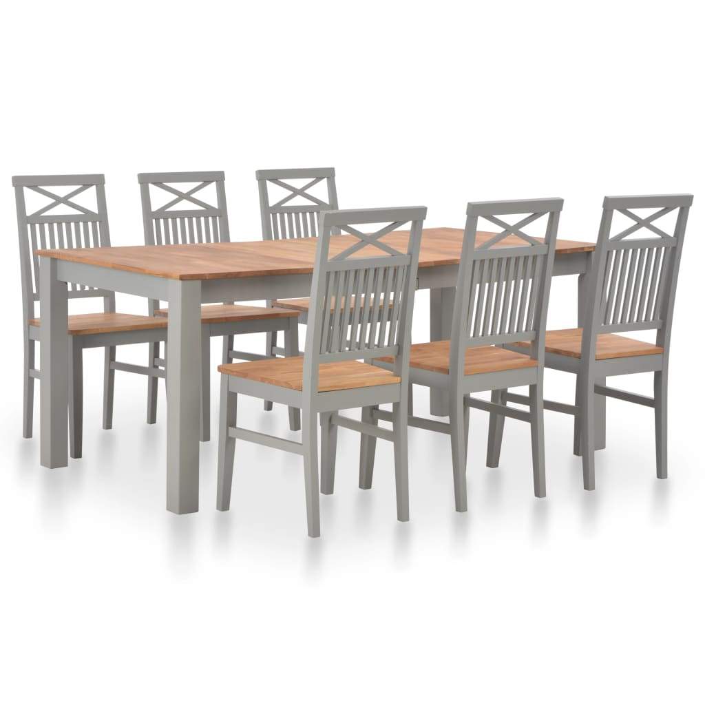 7 Piece Dining Set - Solid Oak Wood
