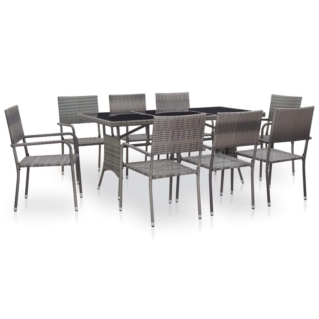 9 Piece Poly Rattan Outdoor Dining Set Factory to Home