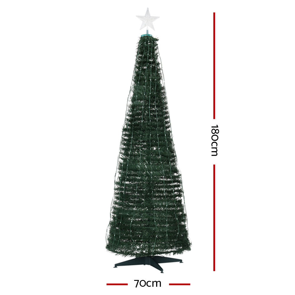 1.8M Christmas Tree 298 LED Multi Colour Lights Optic Fibre