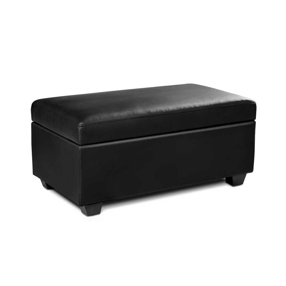 Faux PU Leather Storage Ottoman Black Factory to Home