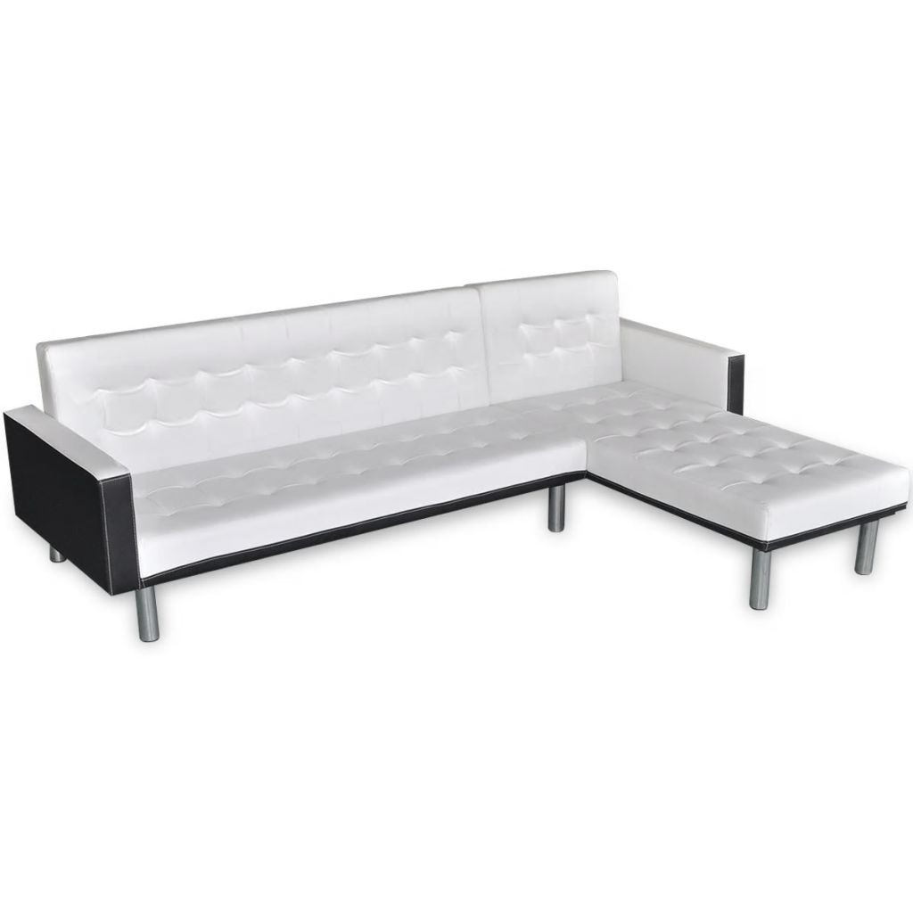 L Shaped Sofa Bed Faux Leather White Factory To Home l-shaped-sofa-bed-faux-leather-white-factory-to-home