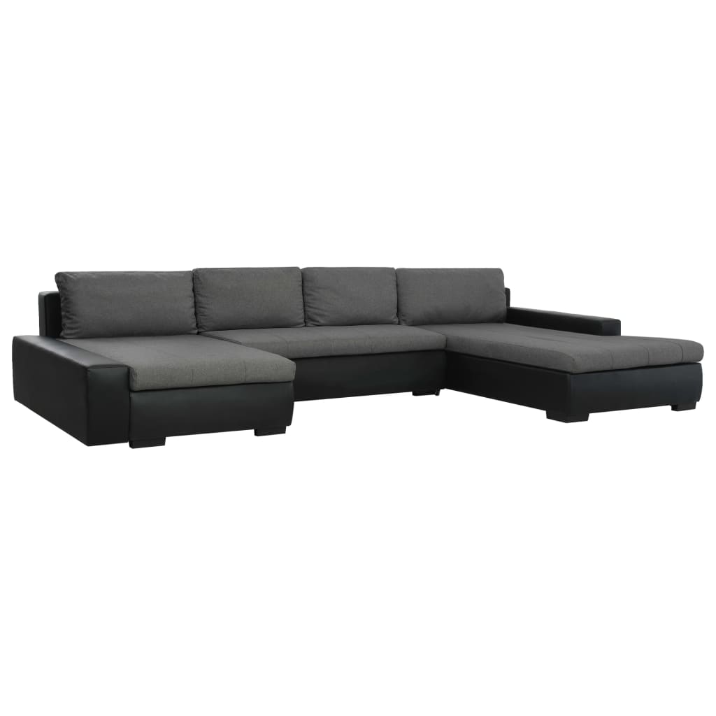 Modular Sofa Bed - Faux Leather Black and Dark Grey | Factory to Home