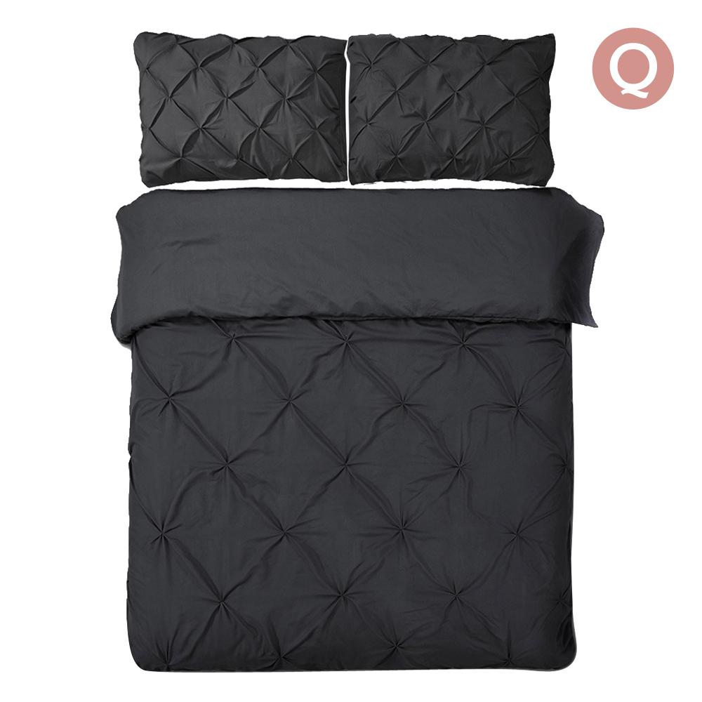 Queen Size Quilt Cover Set - Black | Factory to Home