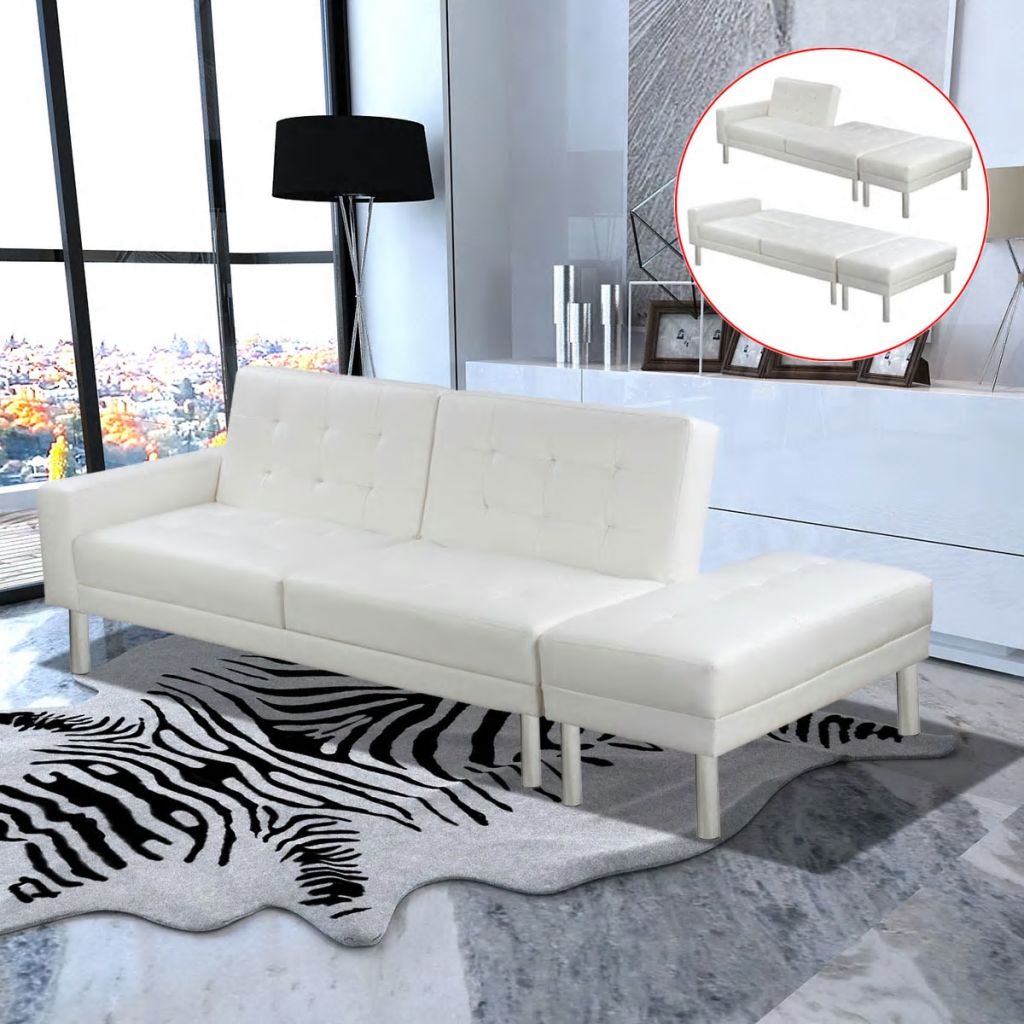 Sofa Bed Artificial Leather White Factory to Home