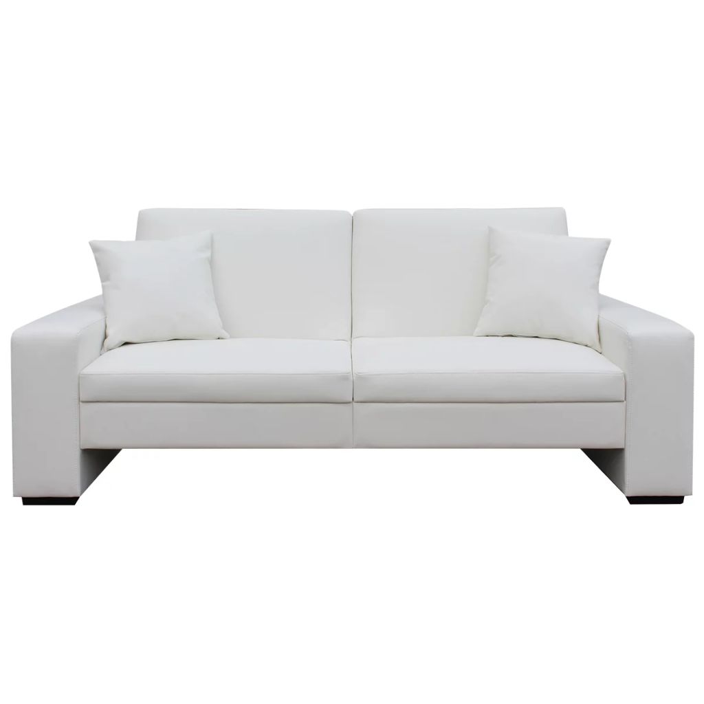 Sofa Bed Artificial Leather White Factory to Home