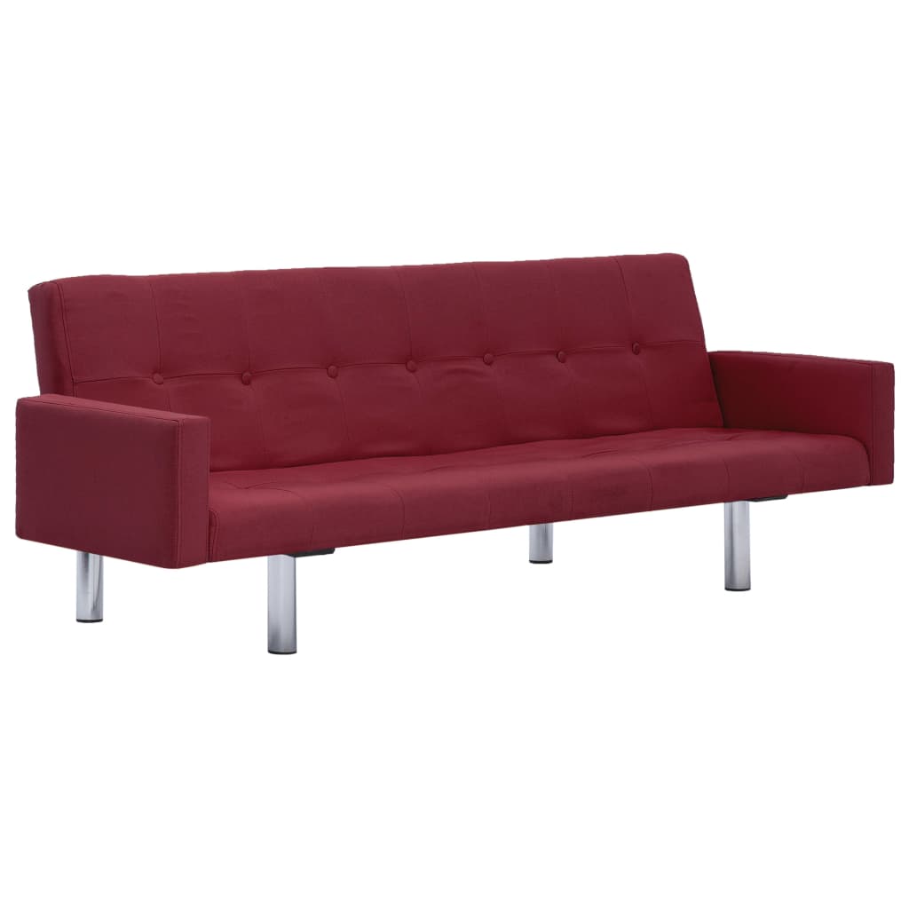 Sofa Bed with Armrest - Polyester - Wine Red