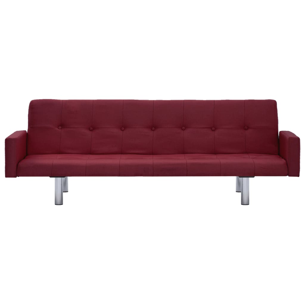 Sofa Bed with Armrest - Polyester - Wine Red