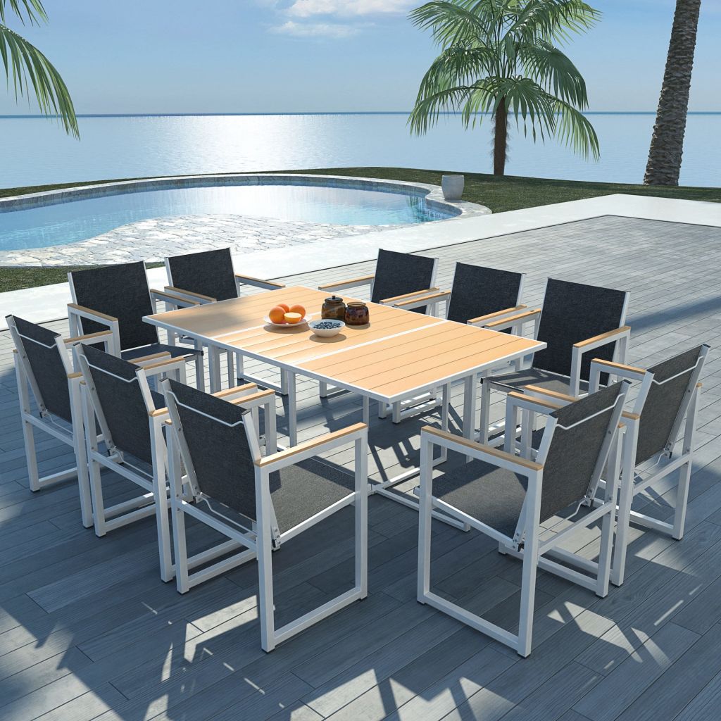 Wpc Tabletop 11 Piece Outdoor Dining Set with WPC Tabletop | Factory to Home