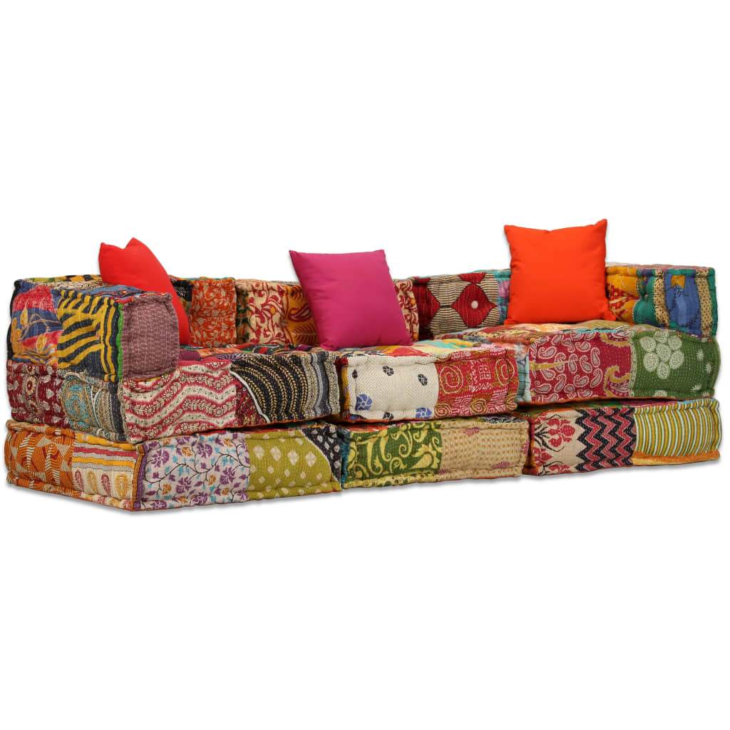 Modular Patchwork Sofa 3 Seater Modular Sofa Bed - Fabric - Patchwork | Factory to Home