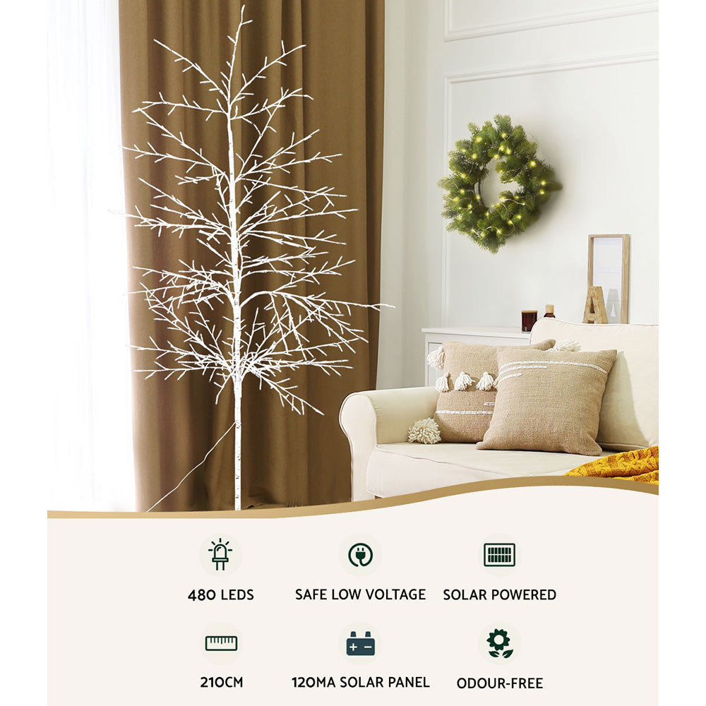 7FT Solar-powered LED Christmas Tree - Warm White