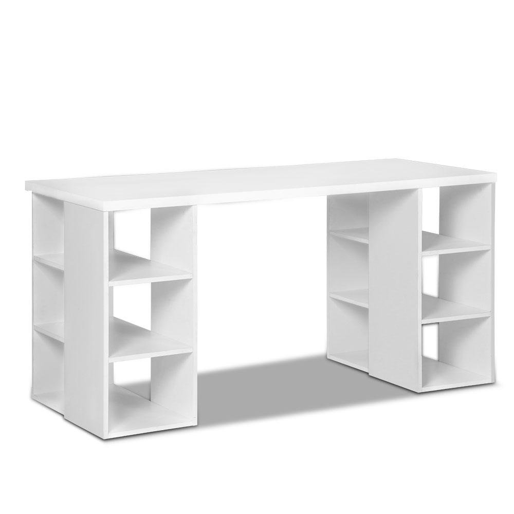 3 Level Computer Desk Artiss 3 Level Desk with Storage & Bookshelf - White | Factory to Home