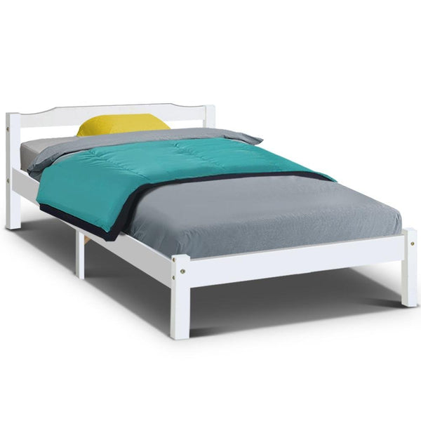 King Single Size Wooden Bed Frame White Factory to Home