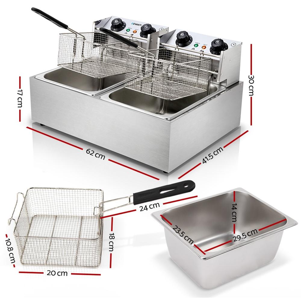 Commercial Electric Twin Deep Fryer Silver