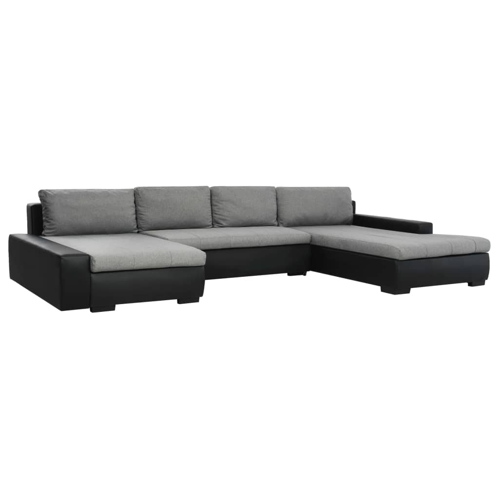 Modular Sofa Bed Faux Leather Black and Light Grey | Factory to Home