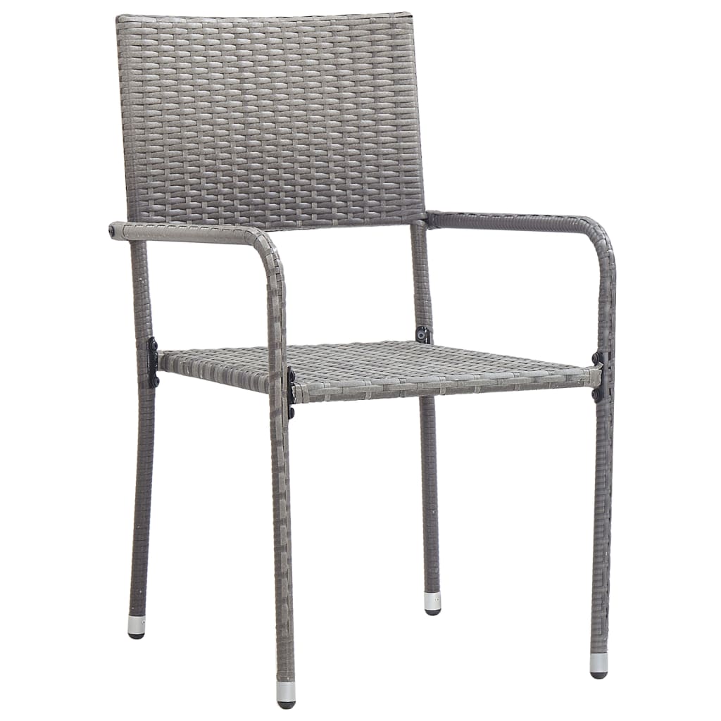 Outdoor Dining Chairs - 2 pcs - Poly Rattan - Grey | Factory to Home